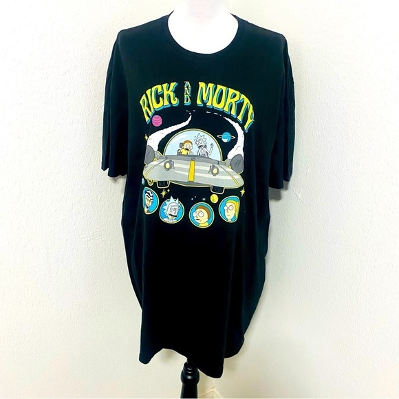 Cartoon Network Rick and Morty Black Unisex Graphic T-Shirt Colorful 100% Cotton - Picture 1 of 4